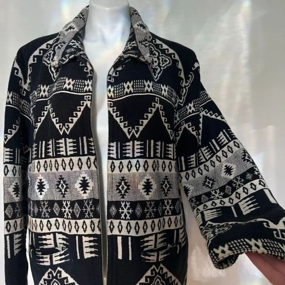 Y2K boho southwestern woven cotton chore coat jacket